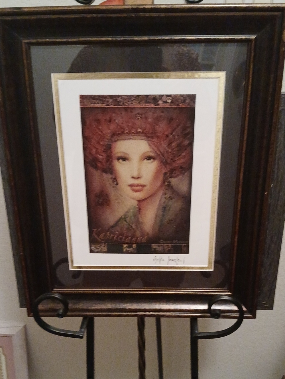 Vintage-Style Framed Portrait Art Print in Brown and Cream